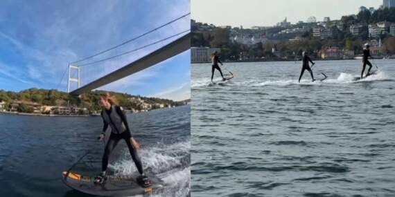 Çağla Şıkel’den su üstünde şov! Ünlü sunucuyla performansıyla tam not aldı