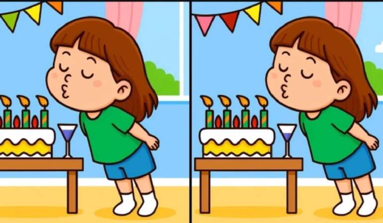 Sadece dâhiler 12 saniyede seçebiliyor! Mum üfleyen kız görselindeki 3 gizli farkı bulabilecek misiniz?