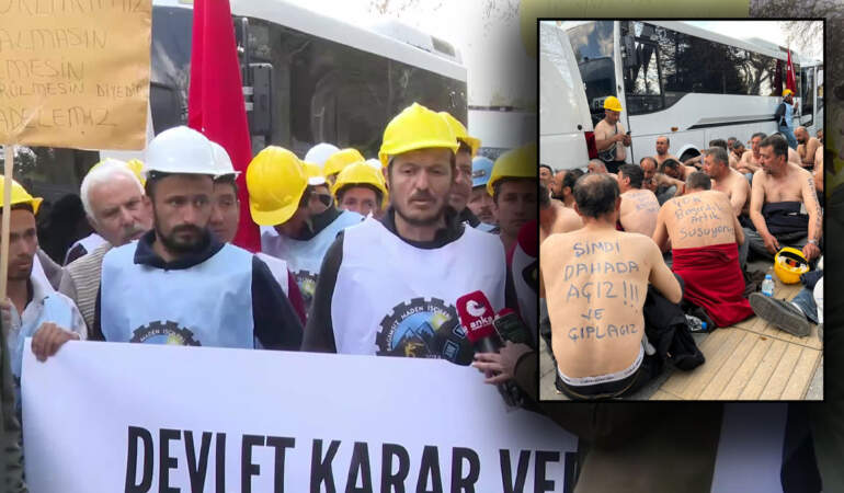 Madencilerden Bakanlık önünde eylem: Açlık grevine başladılar