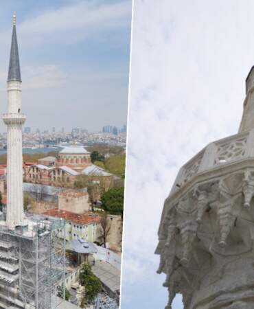 Ayasofya Camii’nin minaresinde restorasyon tamamlandı