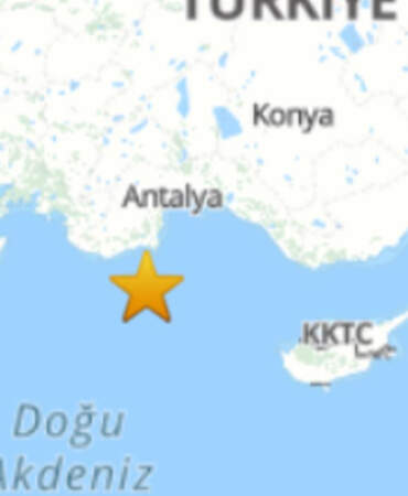 Akdeniz Açıklarında 3.8 Büyüklüğünde Deprem