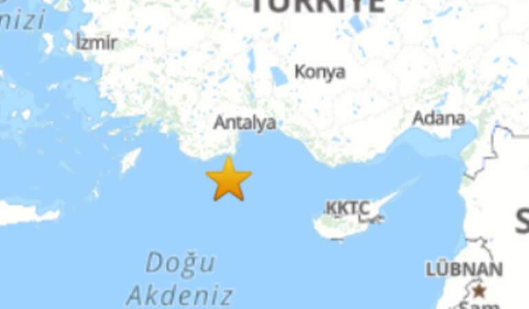 Akdeniz Açıklarında 3.8 Büyüklüğünde Deprem