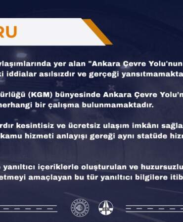 Ankara Çevre Yolu Ücretli Olmayacak