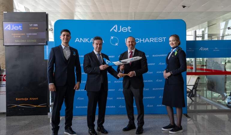 AJet’in Ankara-Bükreş Uçuşu Başladı