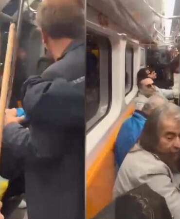 Metroda şampiyonluk kutlaması kavgası: Oklavalı müdahale kamerada