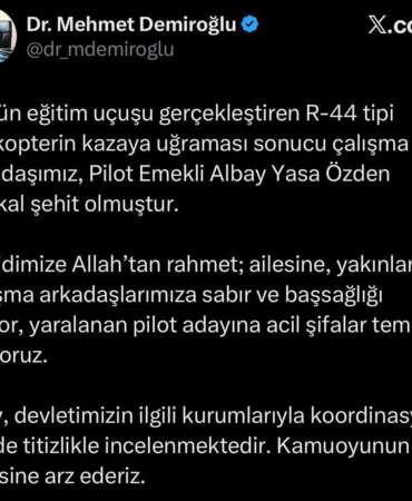 Sincan’da Helikopter Kazası: Pilot Şehit Oldu, Pilot Adayı Yaralandı