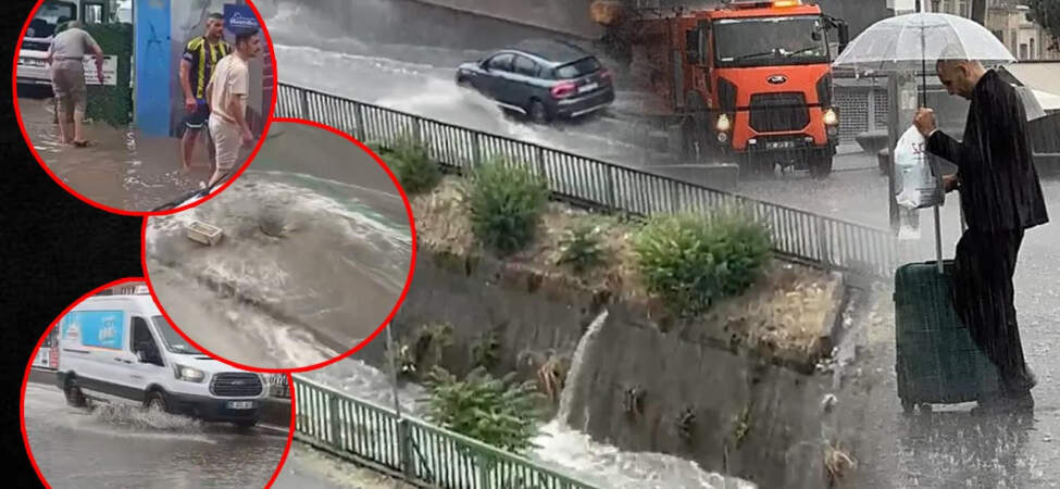 İstanbul’da Sağanak Hayatı Felç Etti! Caddeler Göle Döndü