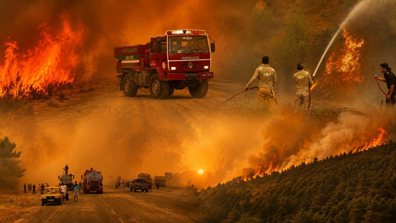 Muğla’da Çifte Kabus! Kara Yolu Kapatıldı, İki İlçe Alevlerle Savaşıyor