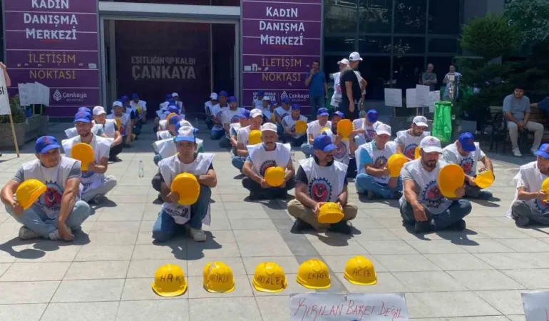 Doruk Madencilik Çalışanlarından Çankaya Belediyesi Önünde Eylem