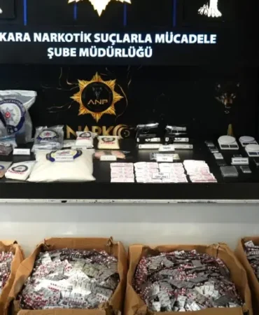 Ankara’da Narkotik Operasyonu: 614 Bin 330 Adet Sentetik Ecza Ele Geçirildi